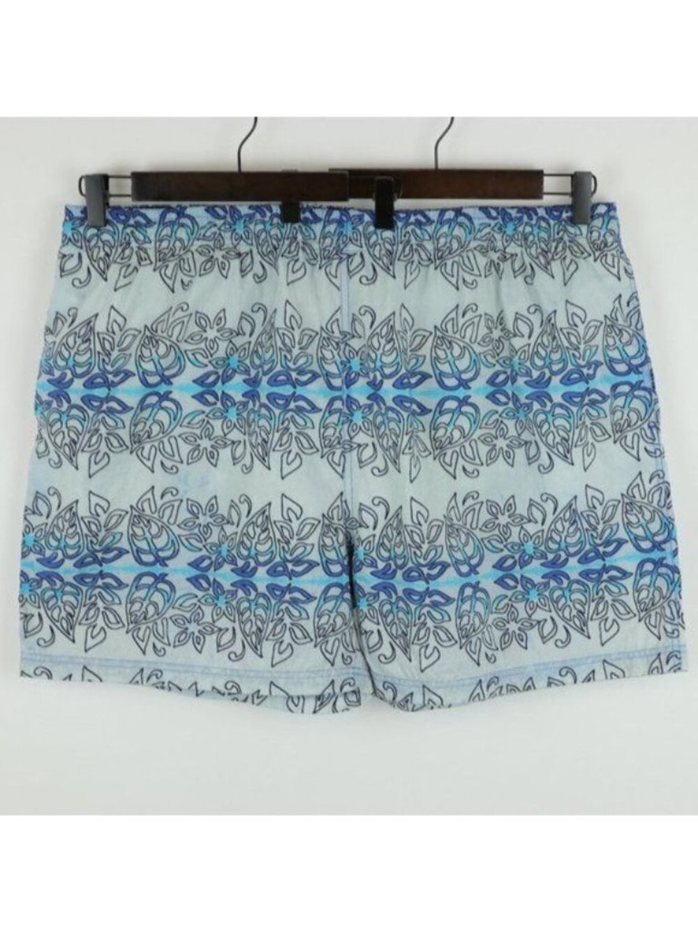 Sand And Sun Men's Extra Large Blue Ombre Tropical Leaf Quick Dry Swim Trunks